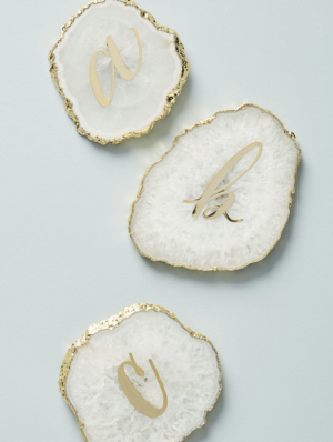 Sous-verre agate avec initiale ANTHROPOLOGIE