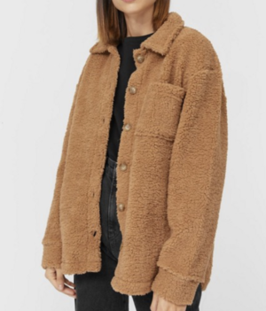 Stradivarius – Veste façon surchemise en imitation peau de mouton – Marron