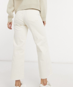 Stradivarius – Jean large en coton biologique – Écru