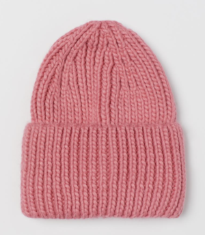 Bonnet en maille rose H&M