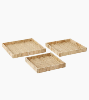 Plateau décoratif en rotin Fuji, 3 élém. de différentes tailles