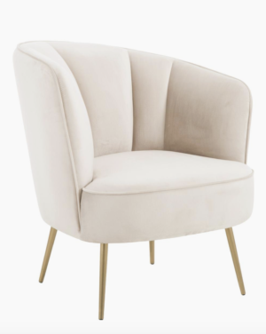 Fauteuil cocktail en velours beige Louise