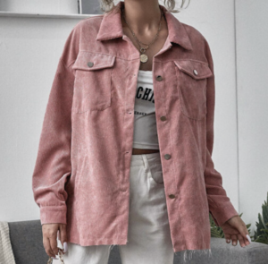 Surchemise velours côtelé rose SHEIN