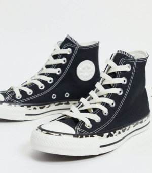 Converse – Chuck Taylor – Baskets à détails léopard – Noir