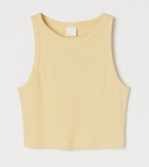 Crop top côtelé jaune H&M