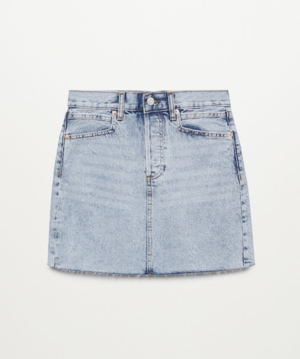 Minijupe denim ourlet effiloché MANGO