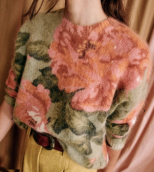 PULL FLEUR Kaki / Multico Sézanne