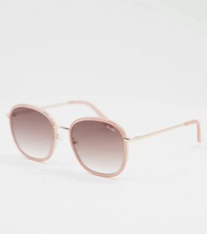 Quay – Jezabell – Lunettes de soleil rondes pour femme à empiècements – Marron