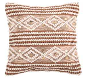 MAISONS DU MONDE Housse de coussin en coton tissé orange à motifs blancs 40×40