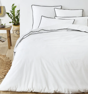 Housse de couette en coton lavé, brodée, Merida