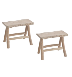 HELLIN, DEPUIS 1862 Tabouret brut en chêne naturel (lot de 2) – KOLL