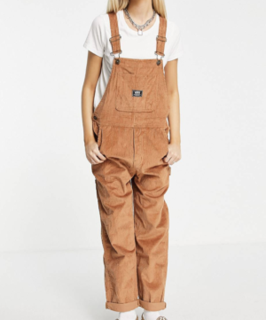 Vans – Ground Work – Salopette en velours côtelé – Marron