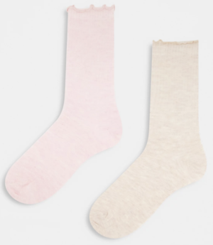 ASOS DESIGN – Lot de 2 paires de chaussettes hauteur mollet à volants – Multicolore chiné
