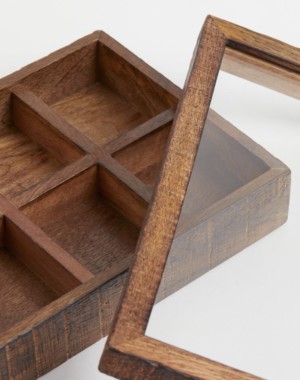Mango wood box boite bois compartiments H&M