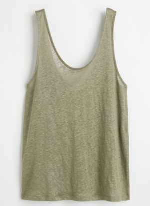 Débardeur en jersey de lin vert sauge H&M