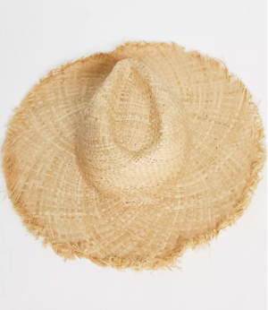 My Accessories London – CHAPEAU Fedora en paille réglable à bord large avec bordure effrangée