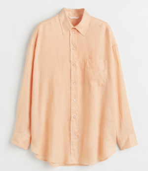 Chemise oversize en lin abricot H&M