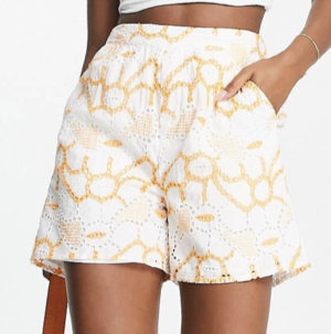 Object – Short d’ensemble en broderie anglaise – Blanc