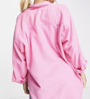 Stradivarius – Chemise oversize en lin – Rose