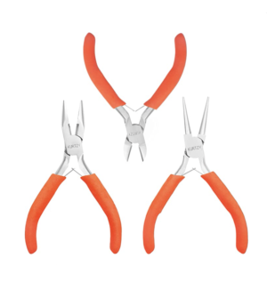 Kurtzy Lot de Pince Bijoux (3 Pièces) – Pince Coupante pour Chaînes à Becs Ronds et à Becs Pointus pour Bijoux et Perles – Pince de Precision pour Artisanat, Enroulage et Réparation