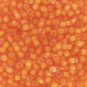 MIYUKI DELICA 11/0 DB1777 – ORANGE AB LINED WHITE X8G Perles & Co