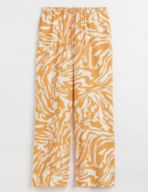 Pantalon large en satin imprimé zèbre orange H&M