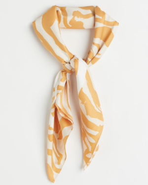 Foulard en satin imprimé zébré orange