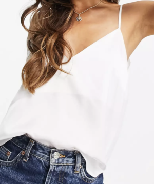 ASOS DESIGN – Caraco en satin avec détail croisé dans le dos – Ivoire