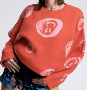 ALL OVER SMILEY KNIT SWEATER ONE TEASPOON