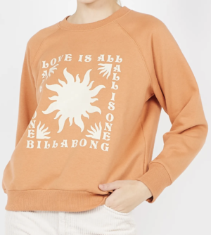 BILLABONG ALL LOVE – Sweat col rond imprimé | Orange place des Tendances