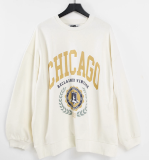 Reclaimed Vintage Inspired – Sweat-shirt unisexe à inscription Chicago – Écru