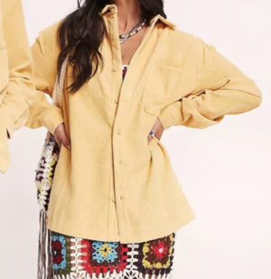 Reclaimed Vintage Inspired – Chemise unisexe en velours côtelé – Jaune délavé