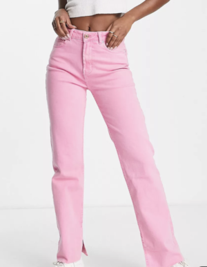 Only – Emily – Jean évasé fendu sur les côtés – Rose vif