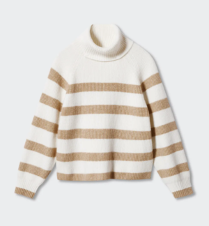 Pull-over rayures col roulé MANGO