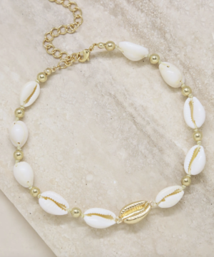 OUT TO SEA COWRIE SHELL & 18KT GOLD PLATED NECKLACE ETTIKA
