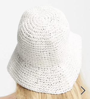 ASOS DESIGN – Bob en paille au crochet – Blanc