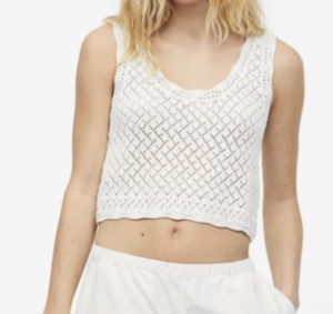 Débardeur en maille pointelle blanc H&M
