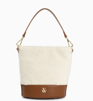 VANESSA WU Sac seau Milou ivoire en faux shearling