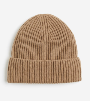 Bonnet en maille côtelée marron H&M