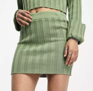 ASOS DESIGN – Mini-jupe d’ensemble côtelée – Kaki