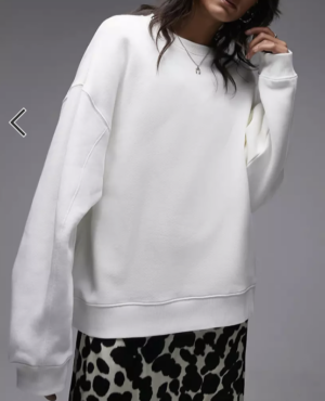 Topshop Premium – Sweat à surpiqûres – Écru