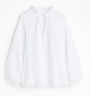Blouse popover en mousseline blanche H&M