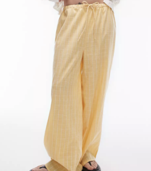 Topshop – Pantalon de plage à carreaux – Jaune soleil