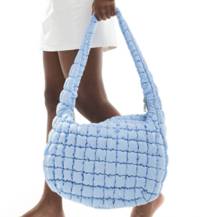 Glamorous – Sac porté épaule oversize matelassé – Bleu