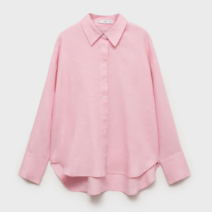 Chemise lin oversize rose MANGO