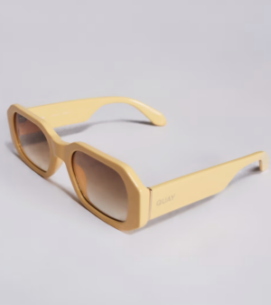Quay – Hyped Up – Lunettes de soleil rectangulaires angulaires – Jaune