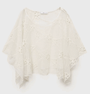 MANGO Top brodé fleurs blanc MANGO