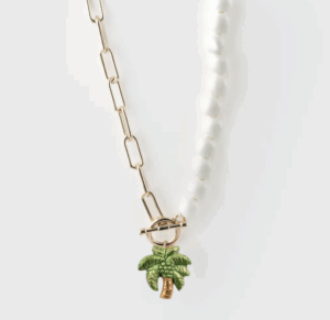 Collier perles et palmier nach bijoux