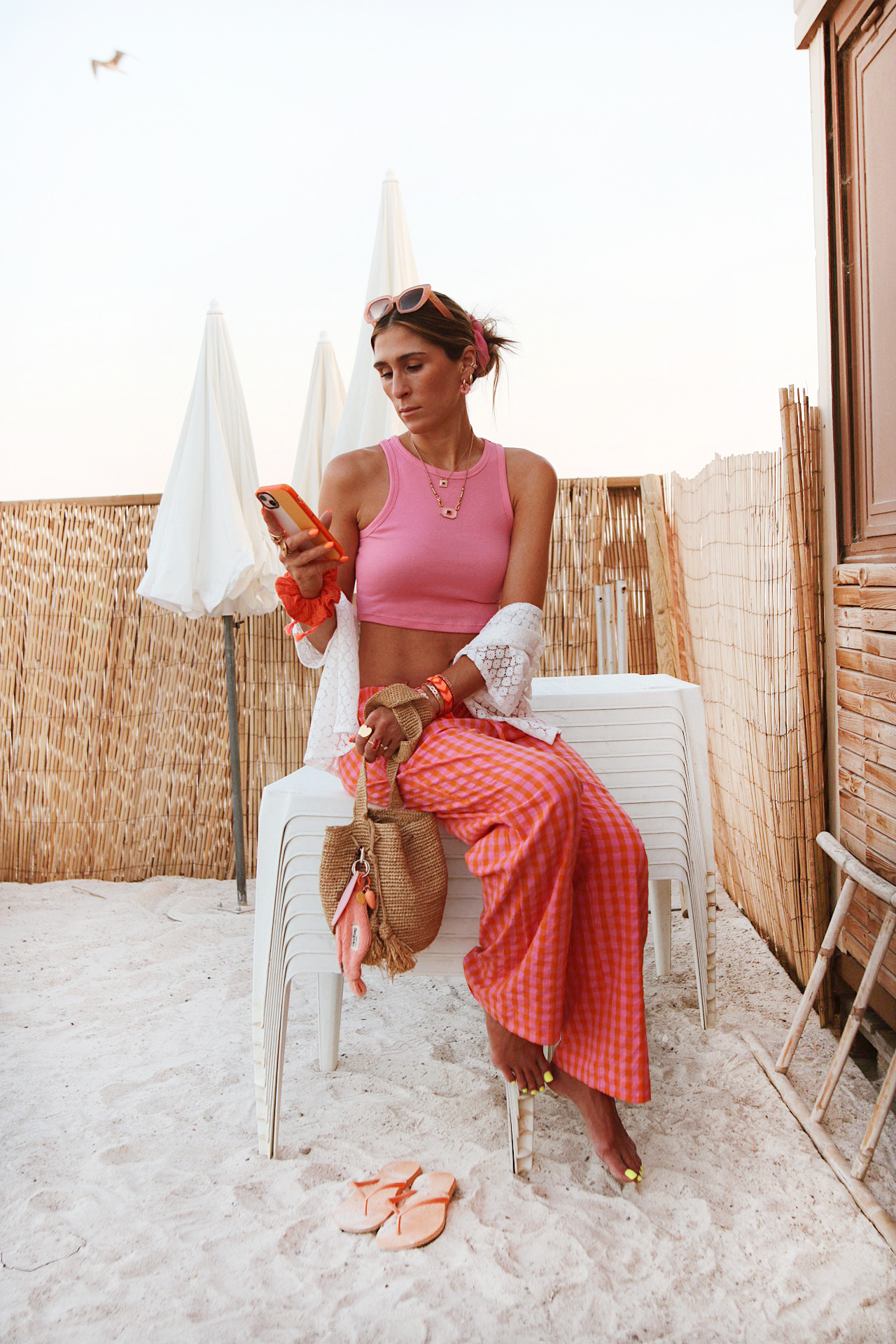 www.chonandchon.com pantalon large rose orange topshop