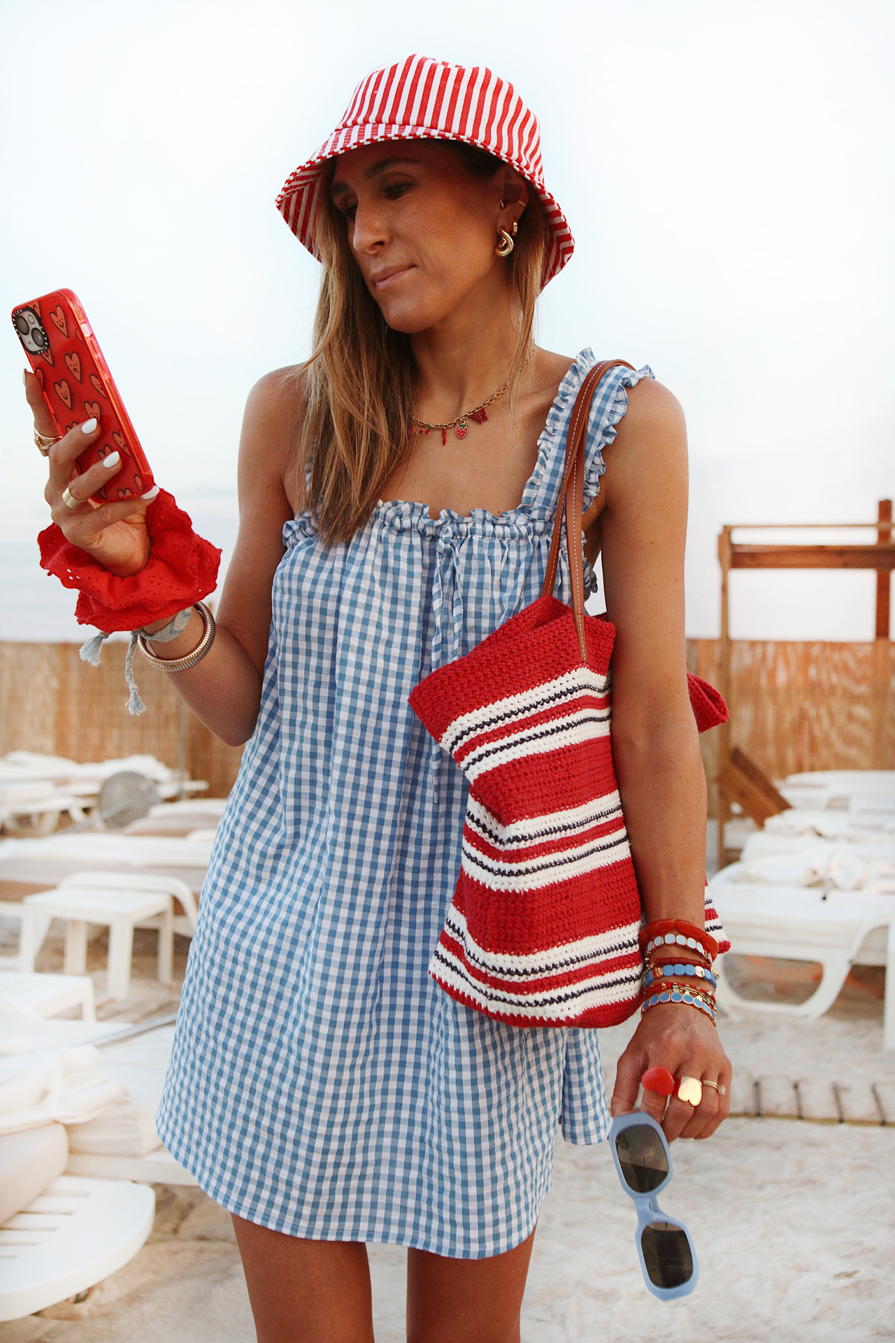 www.chonandchon.com robe vichy bleu sac plage rouge
